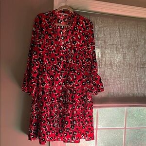 Vibrant Long Sleeve Leopard Print Dress